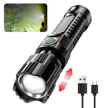 2-in-1 POWER BANK FLASHLIGHT | Super Bright, USB Rechargeable, Zoomable | Camping, Emergency, Fishing
